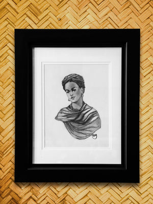 Frida Kahlo Bust in Pencil on Paper