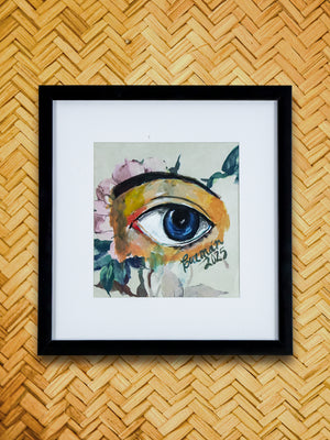 Eye over painted flowers