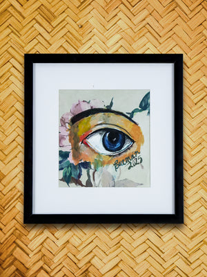 Eye over painted flowers